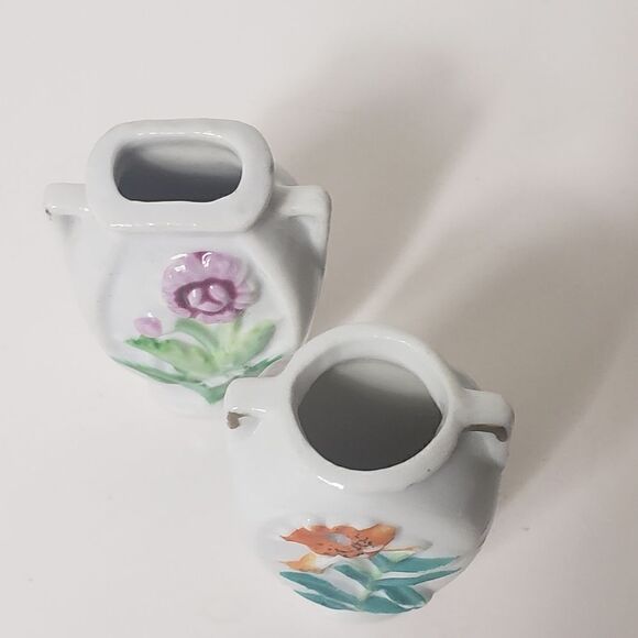 VINTAGE Japan Miniature Porcelain Vases Set of 2 Mommy Pot - Picture 2 of 8